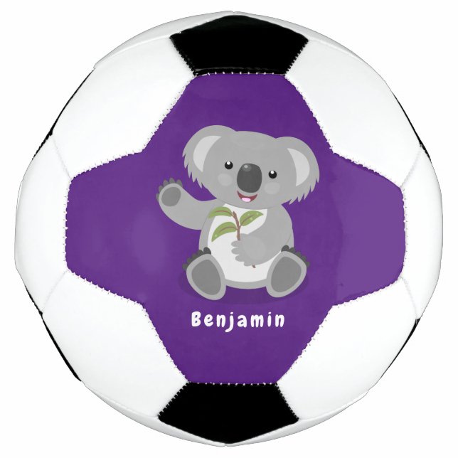 Cute happy koala waving cartoon illustration  football (Front)