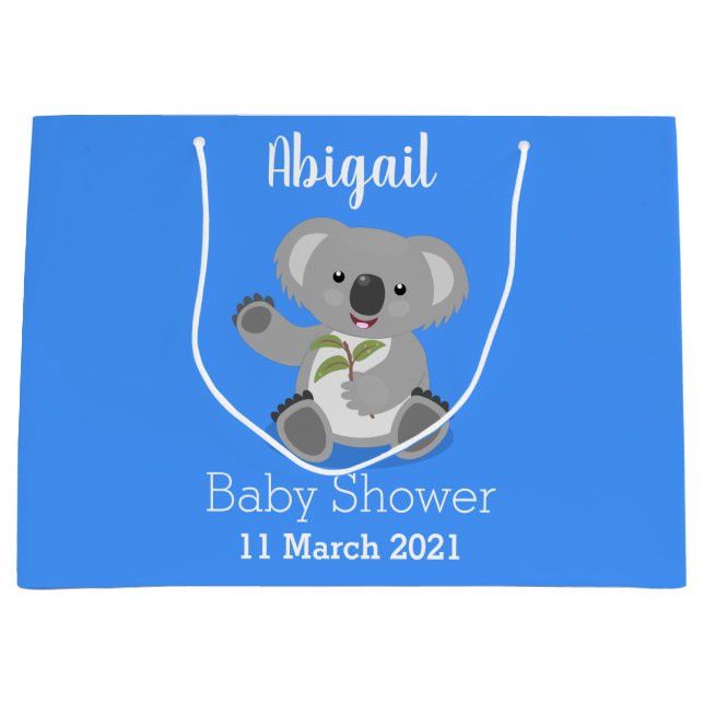 Cute happy koala waving cartoon illustration large gift bag (Front)