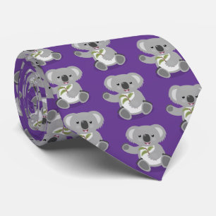 Cute happy koala waving cartoon illustration tie
