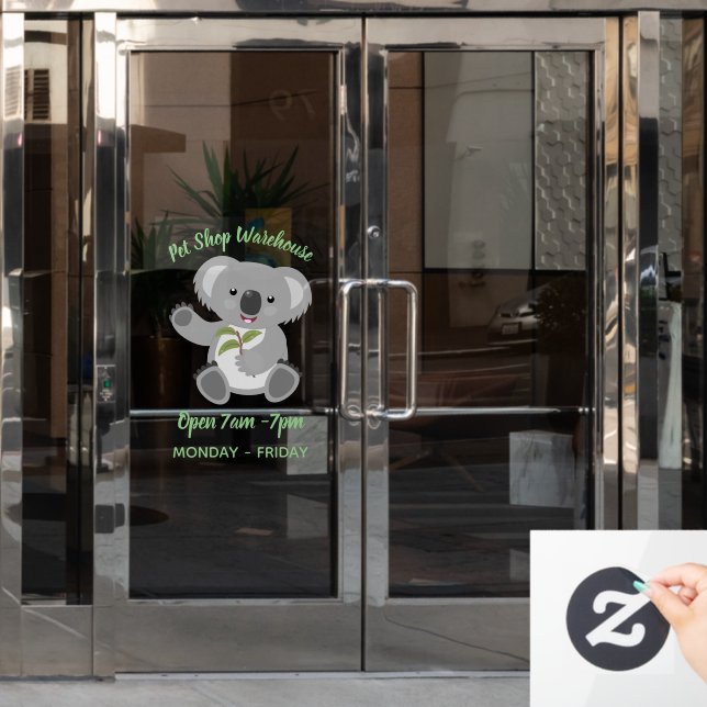 Cute happy koala waving cartoon illustration window cling (Office Door)
