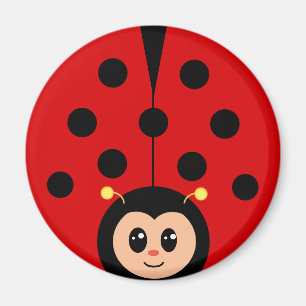 Cute Happy Lady Bug Cartoon Magnet