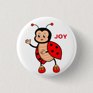 Cute Happy Ladybug Cartoon 3 Cm Round Badge