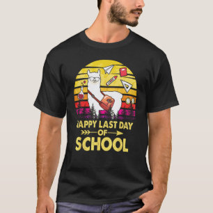 Cute Happy Last Day OF School Llama Vintage T-Shirt