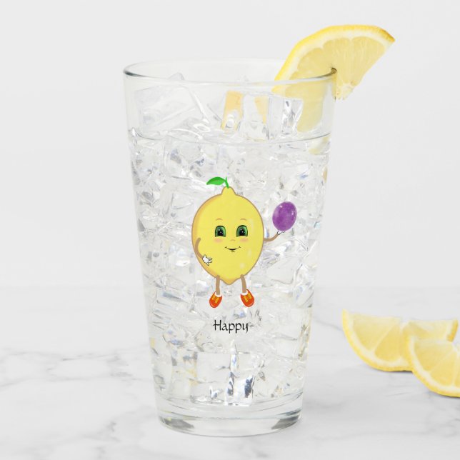 Cute happy lemon cartoon glass (Back Ice)
