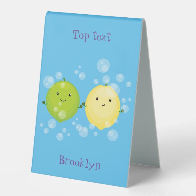 Cute happy lemon lime cartoon illustration (Front)