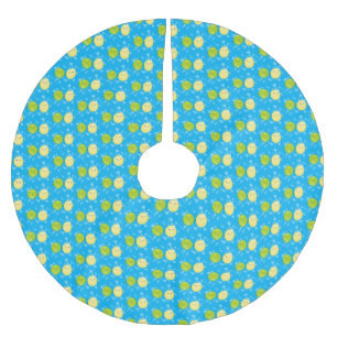 Cute happy lemon lime cartoon illustration brushed polyester tree skirt