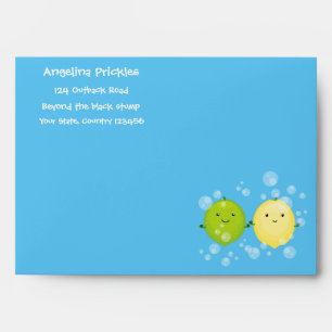Cute happy lemon lime cartoon illustration envelope