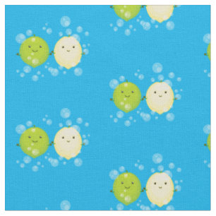 Cute happy lemon lime cartoon illustration fabric