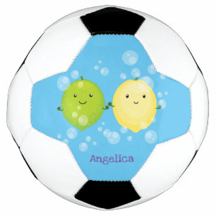 Cute happy lemon lime cartoon illustration football