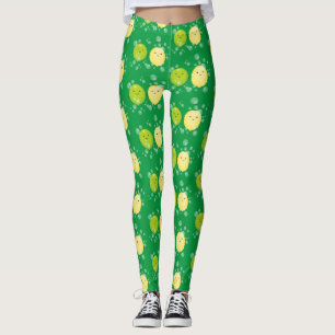 Cute happy lemon lime cartoon illustration leggings