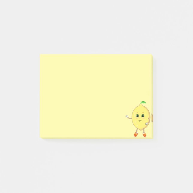 Cute happy lemon on yellow post-it notes (Front)