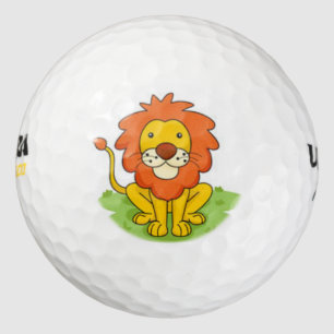 cute happy lion golf ball