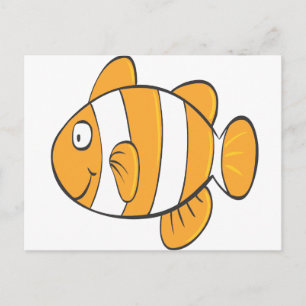 cute happy little clown fish cartoon character postcard