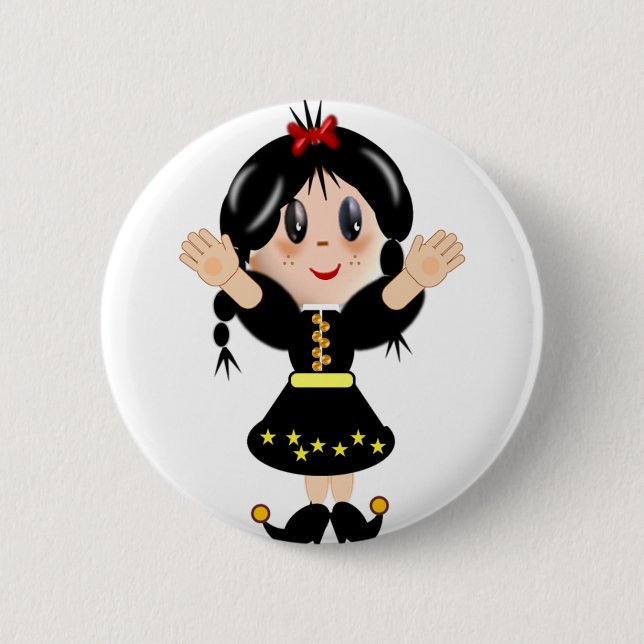 Cute happy little girl cartoon 6 cm round badge (Front)