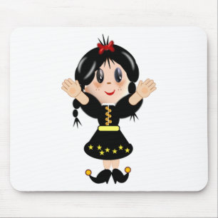 Cute happy little girl cartoon mouse mat