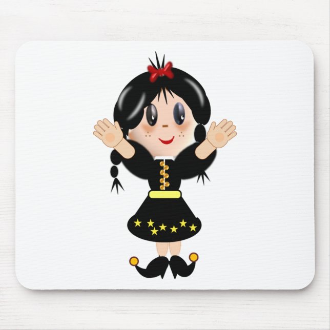 Cute happy little girl cartoon mouse mat (Front)
