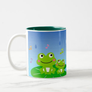 Cute happy little toads Two-Tone coffee mug