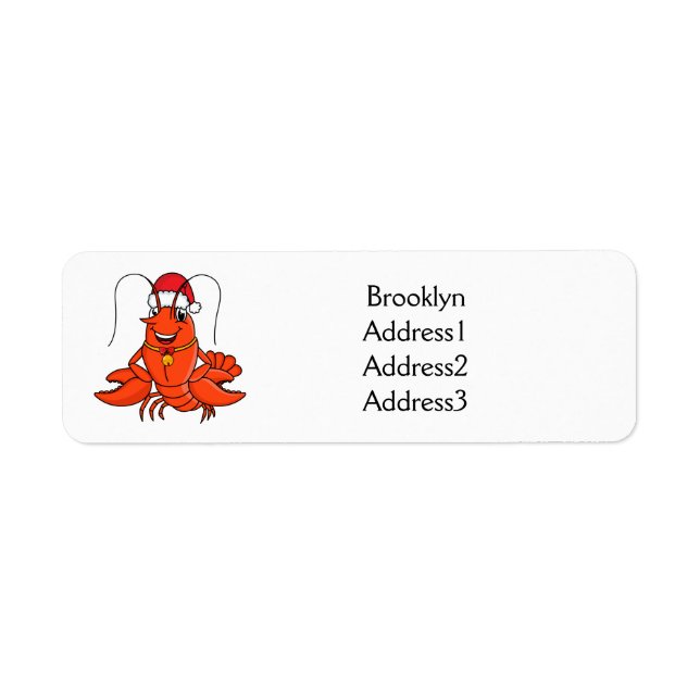 Cute happy lobster wearing Christmas hat cartoon (Front)
