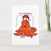 Cute happy lobster wearing Christmas hat cartoon