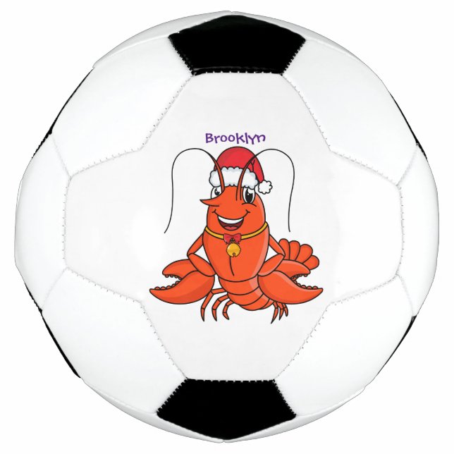 Cute happy lobster wearing Christmas hat cartoon Football (Front)