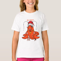 Cute happy lobster wearing Christmas hat cartoon