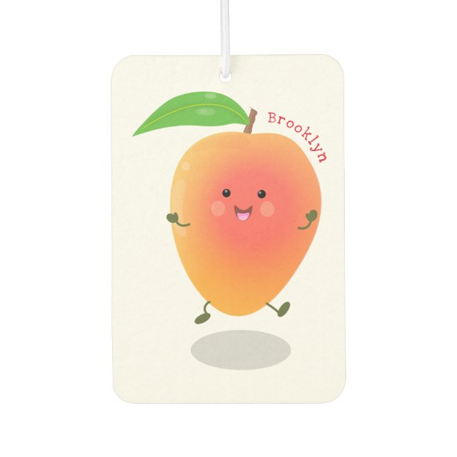 Cute happy mango cartoon illustration  car air freshener (Front)