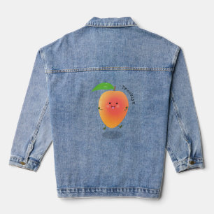 Cute happy mango cartoon illustration denim jacket