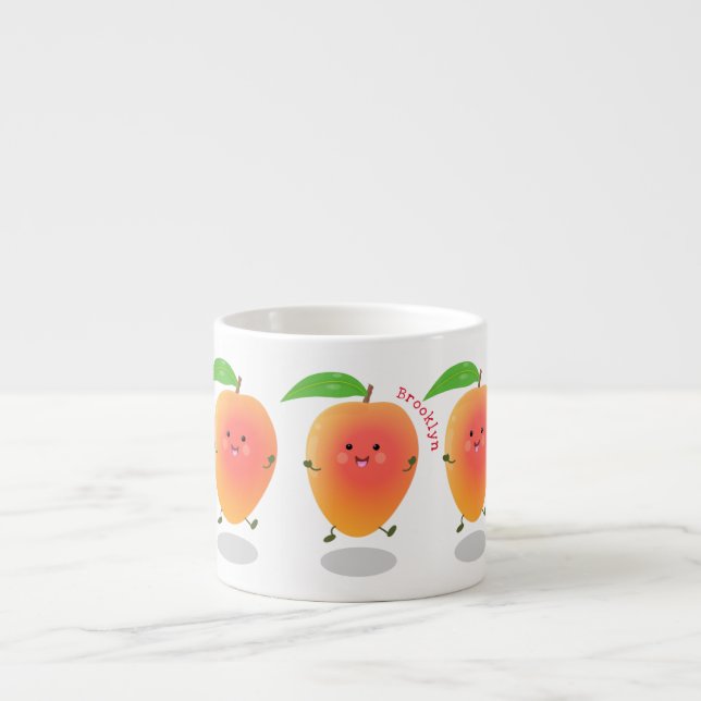 Cute happy mango cartoon illustration espresso cup (Front)