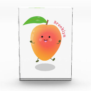 Cute happy mango cartoon illustration photo block