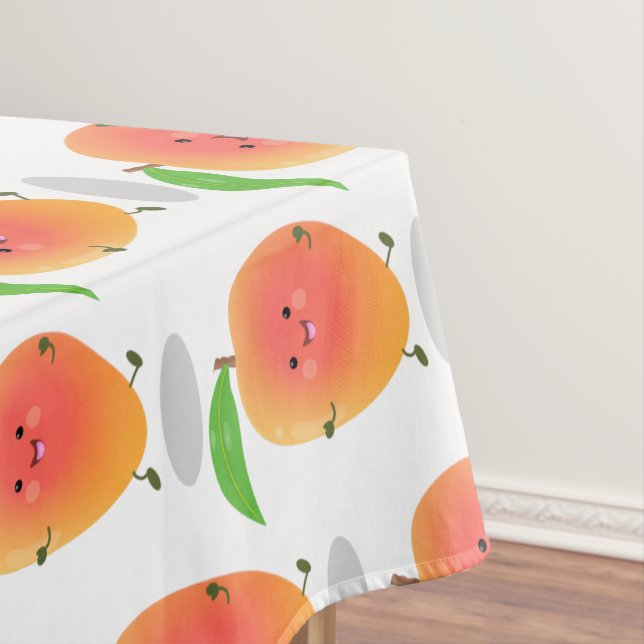 Cute happy mango cartoon illustration tablecloth (In Situ)