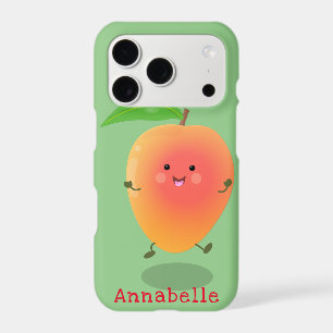 Cute happy mango yellow cartoon illustration