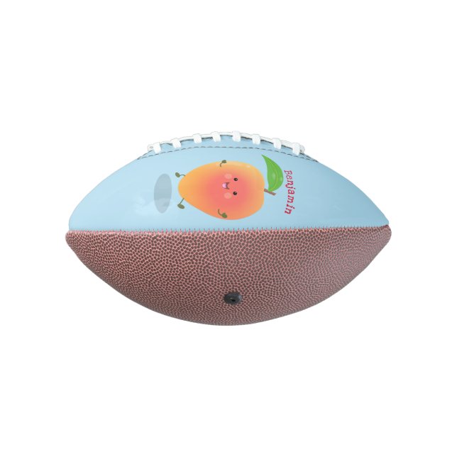 Cute happy mango yellow cartoon illustration american football (Rotated 270)