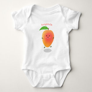 Cute happy mango yellow cartoon illustration baby bodysuit