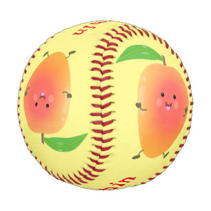 Cute happy mango yellow cartoon illustration baseball