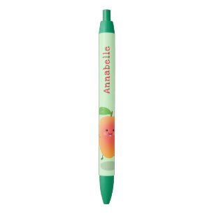Cute happy mango yellow cartoon illustration black ink pen