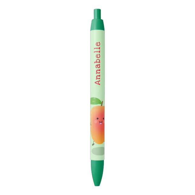 Cute happy mango yellow cartoon illustration black ink pen (Front Vertical)