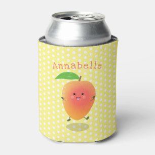Cute happy mango yellow cartoon illustration can cooler
