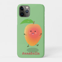Cute happy mango yellow cartoon illustration