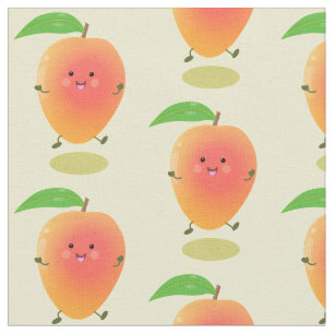 Cute happy mango yellow cartoon illustration fabric