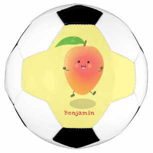Cute happy mango yellow cartoon illustration football
