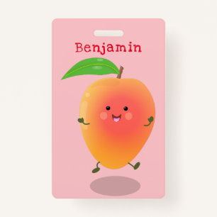 Cute happy mango yellow cartoon illustration ID badge