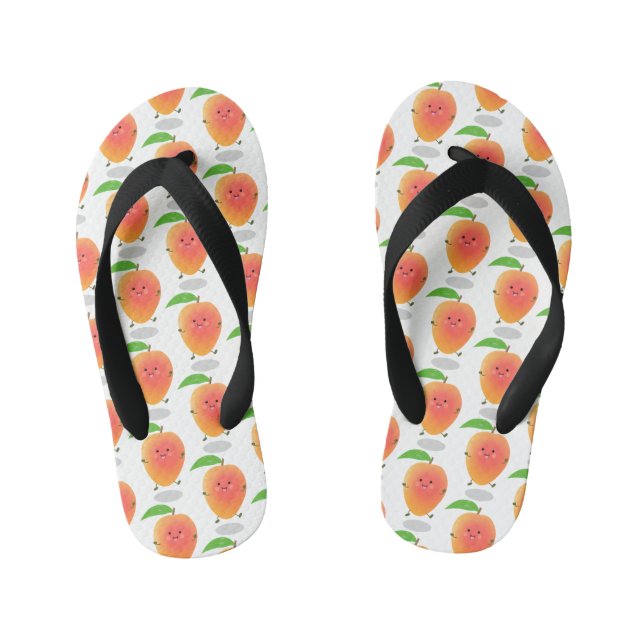 Cute happy mango yellow cartoon illustration kid's flip flops (Footbed)
