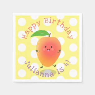 Cute happy mango yellow cartoon illustration napkin