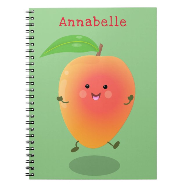 Cute happy mango yellow cartoon illustration notebook (Front)
