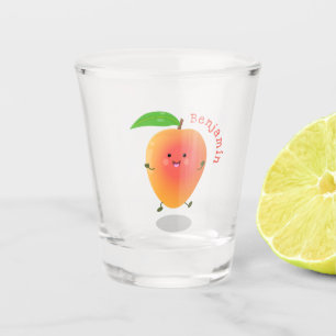 Cute happy mango yellow cartoon illustration shot glass
