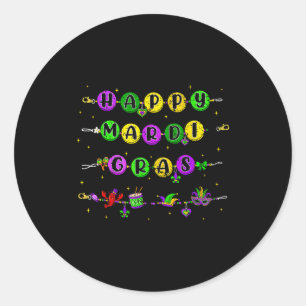 Cute Happy Mardi Gras Bracelet Mask Carnival Outfi Classic Round Sticker