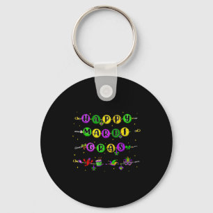 Cute Happy Mardi Gras Bracelet Mask Carnival Outfi Key Ring