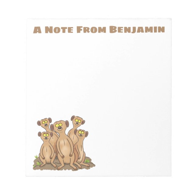 Cute happy meerkat family cartoon notepad (Front)