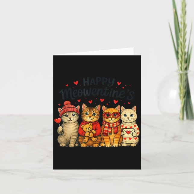 Cute Happy Meowentines Valentine Cats Love Men Wom Card (Front)