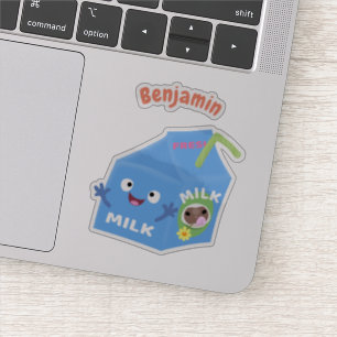 Cute happy milk carton character cartoon